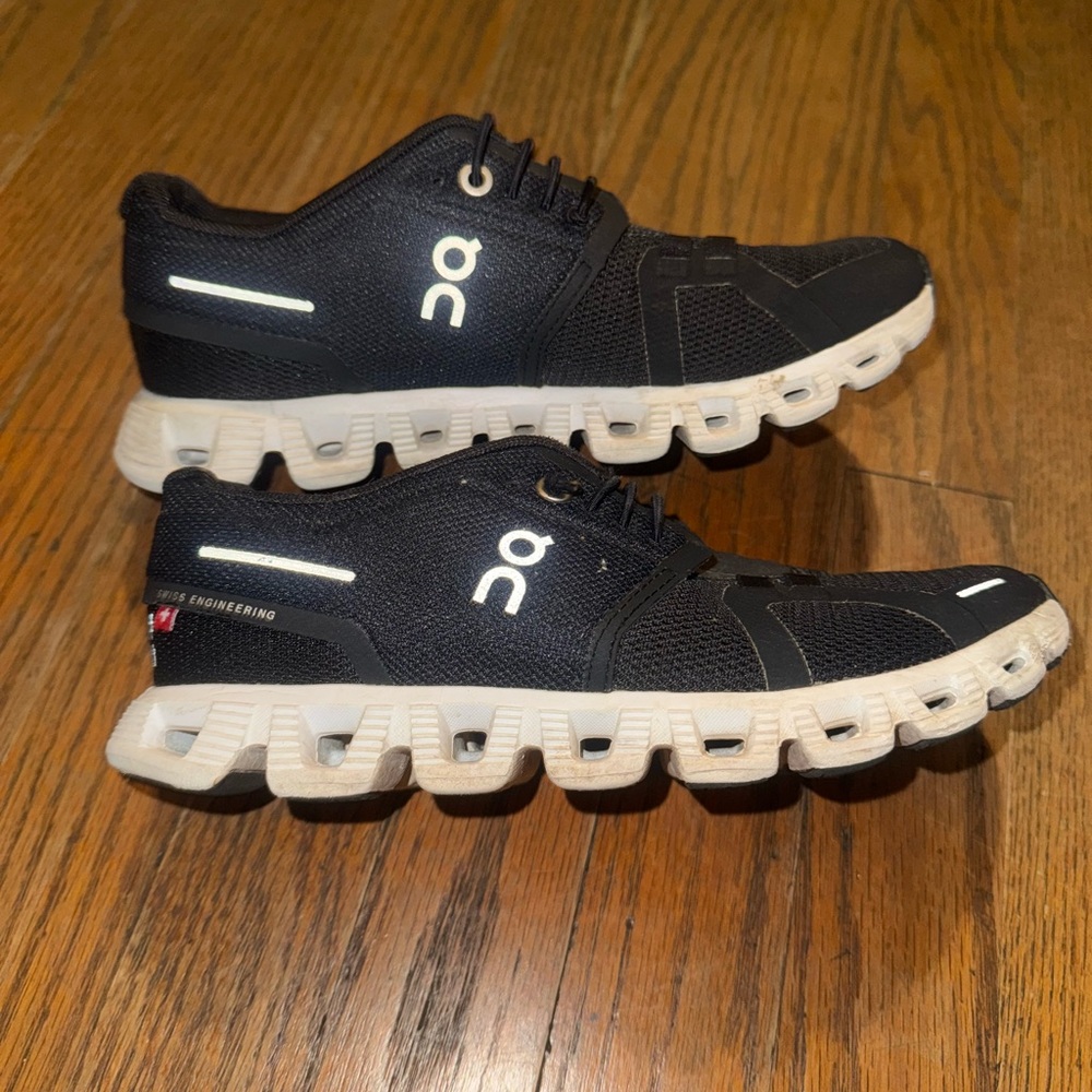 On Running Kids Shoes Black and White